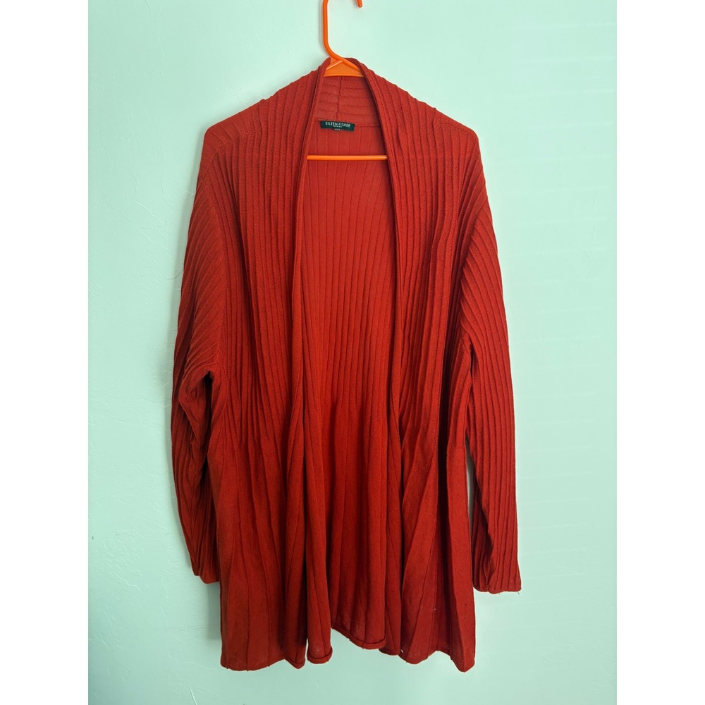 Eileen Fisher 100% Wool Pleated Cardigan Quiet Luxury Old Money Preppy Minimal - Picture 2 of 6